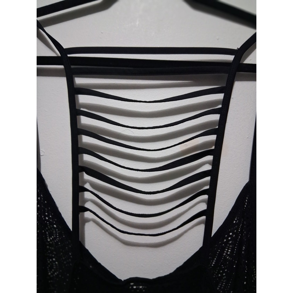 Torrid Black Lace Ladder Back Tank Top Women's Plus Sz 2 Geometric Sheer Strappy - Picture 7 of 8